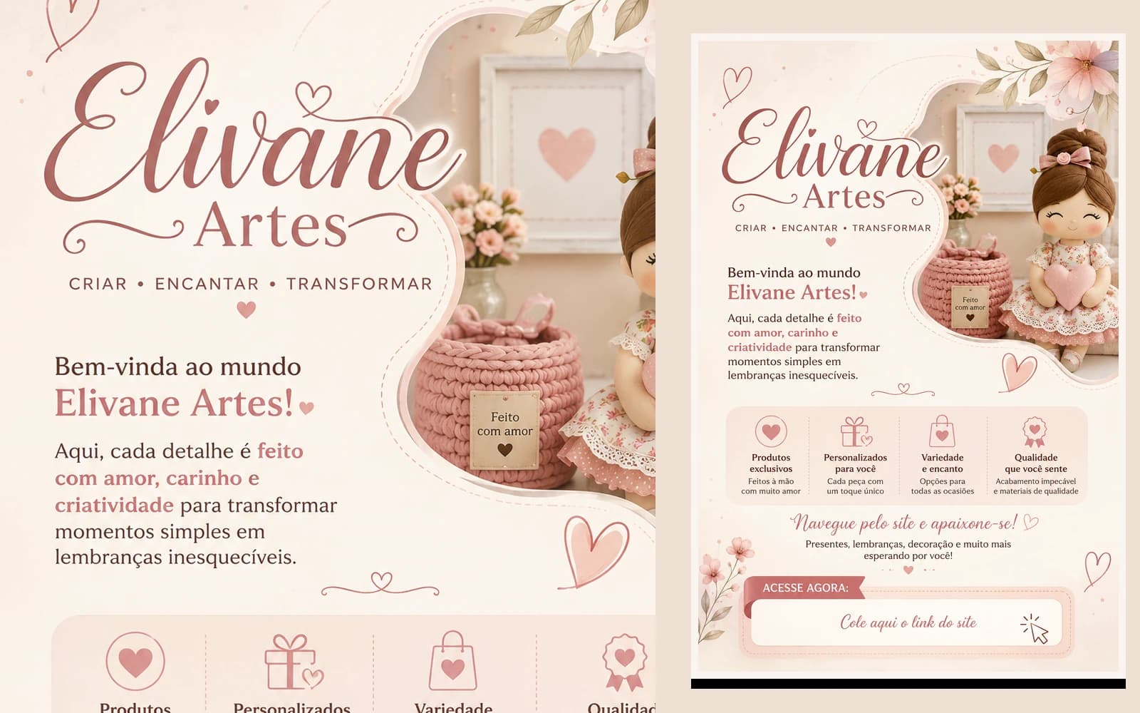 Apresentação visual real do projeto Elivane Artes
